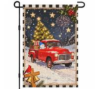 Drapeaux De Jardin Merry Christmas Red Vintage Truck Fireworks Tree Snowman Garden Flag Toutes Les Saisons Treer Drapeau Décorations Pelouse Drapeaux Pour Ferme Balcon Fête Célébrations M