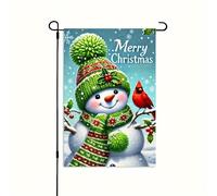 Drapeaux De Jardin Merry Christmas Snowman Holiday Snowman With Cardinal Winter Scene Décorations Pelouse Drapeaux Premium Bannière Extérieure Pour Ferme Patio M