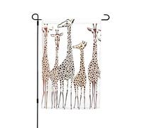 Drapeaux de jardin mignons avec imprimé girafes drôles de dessin animé 30,5 x 45,7 cm toutes saisons drapeau extérieur cour décoration pour patios