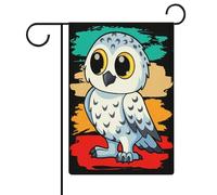 Drapeaux de jardin mignons de hibou des neiges, drapeau double face, drapeaux de vacances pour la décoration extérieure 12,6 x 18,5 pouces