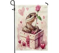 Drapeaux de jardin mignons en forme de serpent - 30,5 x 45,7 cm - Double face pour l'extérieur, la Saint-Valentin, un cadeau amusant - Pour l'avant et la cour - Drapeaux verticaux de maison en toile