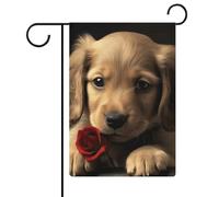 Drapeaux de jardin mignons pour chien de compagnie - 30,5 x 45,7 cm - Drapeau extérieur double face - Drapeau de cour d'été - Drapeau floral de bienvenue - Décorations de jardin saisonnières