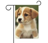 Drapeaux de jardin mignons pour chiot - 30,5 x 45,7 cm - Double face - Drapeau extérieur d'été - Drapeau floral de bienvenue - Décorations de jardin saisonnières