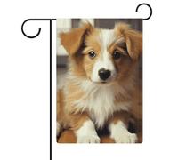 Drapeaux de jardin mignons pour chiot - 30,5 x 45,7 cm - Double face - Drapeau extérieur d'été - Drapeau floral de bienvenue - Décorations de jardin saisonnières