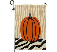 Drapeaux de jardin minimalistes d'automne en forme de citrouille - 30,5 x 45,7 cm - Double face pour l'extérieur, motif abstrait moderne d'automne - Drapeaux de maison en toile standard pour la