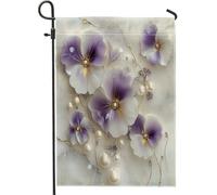 Drapeaux de jardin modernes en marbre - 30,5 x 45,7 cm - Double face pour décoration extérieure - Nobby - Motif floral - Petits drapeaux de maison en toile de jute pour l'extérieur
