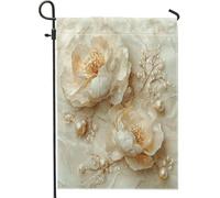 Drapeaux de jardin modernes en marbre pivoine 30,5 x 45,7 cm double face pour extérieur, Nobby Floral standard en toile de jute standard, drapeau de pelouse, fleur d'art, arrière-cour, petite maison