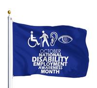 Drapeaux De Jardin Mois De Sensibilisation À L'Emploi Des Personnes Handicapées Drapeau Fierté Imperméabiliser Drapeaus Décoratif Durable Bannières Extérieure Pour Défilé Balcon 90X152CM