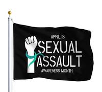 Drapeaux De Jardin Mois De Sensibilisation Aux Agressions Sexuelles Bannières Extérieure Durable Bannière Jardins Résistant Drapeaus Décoratif Pour Festivals Défilé Célébrations 90X152CM