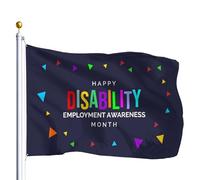 Drapeaux De Jardin Mois National De Sensibilisation À L'Emploi Des Personnes Handicapées Bannière Jardins Decoration Bannières Extérieure Durable Drapeaus Décoratif Pour Défilé 90X152CM