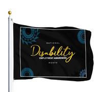 Drapeaux De Jardin Mois National De Sensibilisation À L'Emploi Des Personnes Handicapées Bannière Jardins Imperméabiliser Drapeaus Décoratif Decoration Bannières Extérieure Pour Défilé 90X152CM