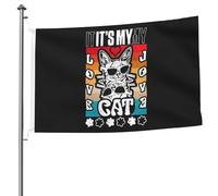 Drapeaux De Jardin Mon Chat Bannière Jardins Durable Drapeau Fierté Decoration Drapeaus Décoratif Pour Balcon Fête Festivals 90X150CM