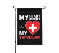 Drapeaux De Jardin Mon Coeur Mon Pays Ma Suisse Bannière Jardins Résistant Bannières Extérieure Durable Drapeaus Décoratif Pour Fête Balcon Défilé 30X45CM