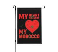 Drapeaux De Jardin Mon Coeur Mon Pays Mon Maroc Drapeau Fierté Imperméabiliser Drapeaus Décoratif Couleurs Vives Bannières Extérieure Pour Festivals Défilé Fête 30X45CM