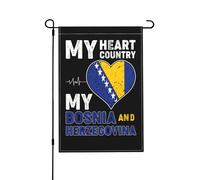 Drapeaux De Jardin Mon Cœur, Mon Pays, Ma Bosnie-Herzégovine Drapeau Fierté Résistant Bannières Extérieure Durable Drapeaus Décoratif Pour Festivals Défilé Balcon 30X45CM