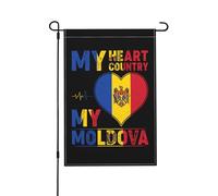 Drapeaux De Jardin Mon Cœur, Mon Pays, Ma Moldavie Drapeau Fierté Résistant Drapeaus Décoratif Imperméabiliser Bannières Extérieure Pour Festivals Balcon Défilé 30X45CM