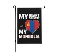 Drapeaux De Jardin Mon Cœur, Mon Pays, Ma Mongolie Drapeau Fierté Durable Drapeaus Décoratif Résistant Bannière Jardins Pour Fête Festivals Balcon 30X45CM
