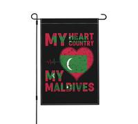 Drapeaux De Jardin Mon Cœur, Mon Pays, Mes Maldives Drapeau Fierté Couleurs Vives Drapeaus Décoratif Imperméabiliser Bannières Extérieure Pour Fête Balcon Défilé 30X45CM