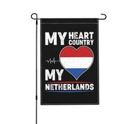 Drapeaux De Jardin Mon Cœur, Mon Pays, Mes Pays-Bas Bannière Jardins Imperméabiliser Bannières Extérieure Couleurs Vives Drapeaus Décoratif Pour Fête Balcon Festivals 30X45CM