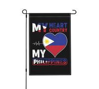 Drapeaux De Jardin Mon Cœur, Mon Pays, Mes Philippines Bannière Jardins Couleurs Vives Drapeau Fierté Imperméabiliser Drapeaus Décoratif Pour Balcon Fête Défilé 30X45CM