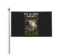 Drapeaux De Jardin Mon Père N'Est Pas Seulement Un Vétéran, C'Est Mon Héros. Drapeaux Décoratifs D'Extérieur Résistant Bannière De Cour Pour Célébrations Carnavals Décoration 90X150 Cm