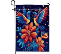 Drapeaux De Jardin Motif De Drapeau Américain Avec Un Colibri Fleuri Drapeau Paysage Personnalisés Décoratif Drapeaux, Pour Balcon, Jardin, D'Intérieur, 30x45cm