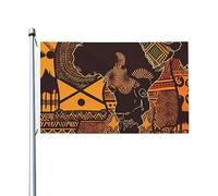 Drapeaux De Jardin Motif Ethnique De La Carte Africaine Bannière Extérieure Décorations Treer Drapeau Coupe-Vent Et Étancheune Pour Ferme Patio Jardinage 90X150Cm