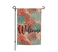 Drapeaux De Jardin Motif Floral Sans Couture À L'Infini Rouge Vert Marron Décoratif Drapeaux Personnalisés Renforcé Avec Bannière, Pour Balcon, D'Intérieur, Les Défilés, 30x45cm