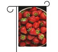 Drapeaux de jardin motif fraises dans un bol - 30,5 x 45,7 cm - Drapeau extérieur double face - Drapeau de cour d'été - Drapeau floral de bienvenue - Drapeaux de jardin saisonniers - Décorations de