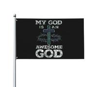 Drapeaux De Jardin My God Is An Awesome God Religious Christianty Bannière Jardins Couleurs Vives Bannières Extérieure Résistant Drapeaus Décoratif Pour Festivals Défilé Balcon 90X152CM