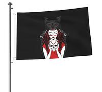 Drapeaux De Jardin Native American With Wolf Head Coupe-Vent Et Étancheune Bannière Extérieure Toutes Les Saisons Pelouse Drapeaux Pour Balcon Fête Ferme Jardinage 90X150 Cm
