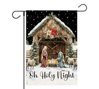 Drapeaux De Jardin Nativity Silent Oh Holy Night Christmas Jesus Christianty Xmas Décorations Bannière Extérieure Toutes Les Saisons Pelouse Drapeaux Pour Patio Célébrations M