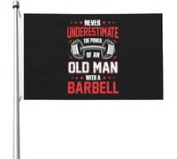 Drapeaux De Jardin Ne Sous-Estimez Jamais Le Pouvoir D'Un Vieil Homme Avec Une Barre Pelouse Drapeaux Treer Drapeau Premium Pour Célébrations Patio 90X150 Cm