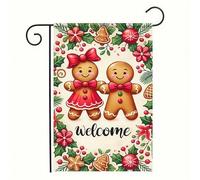 Drapeaux De Jardin New Merry Christmas Gingerbreads Man Mr & Mrs Gingerbreads Couple Home Sweet Home Toutes Les Saisons Bannière Extérieure Décorations Treer Drapeau Pour Célébrations Patio M
