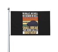 Drapeaux De Jardin Ni Balle, Ni Obus, Ni Démon En Enfer Ne Briseront Ce Lien Appelé Frères. Drapeau Fierté Bannière Jardins Decoration Drapeaus Décoratif Pour Balcon Fête 90X152CM