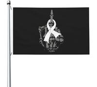 Drapeaux De Jardin Nique Le Cancer Du Poumon, Doigt D'Honneur, Ruban Blanc Drapeau Pirate Lavable Renforcé Avec Bannière, Pour D'Intérieur, Les Défilés, Jardin, 90x150cm