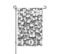 Drapeaux de jardin noirs et blancs avec motif crânes imprimés 30,5 x 45,7 cm double face, décoration saisonnière pour la maison, l'extérieur, les vacances, toutes les saisons