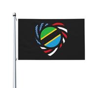 Drapeaux De Jardin Nous Aimons L'Amérique Et La Tanzanie, Nous Nous Aimons Pour Toujours Pelouse Drapeaux Premium Treer Drapeau Pour Balcon Fête Ferme Célébrations 90X150 CM