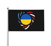 Drapeaux De Jardin Nous Aimons L'Amérique Et L'Ukraine, Nous Nous Aimons Pour Toujours Drapeaux Décoratifs D'Extérieur Classique Bannière De Jardin Pour Cour Fête Jardins 90X150 CM