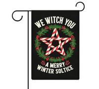Drapeaux de Jardin Nous vous souhaitons un joyeux solstice d'été Noël Père | Noël païen et wiccan Bannière de Cour 12x18 Inch Suspendre Drapeau de Bienvenue Double Face Bannière pour Ferme Bureaux