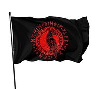 Drapeaux De Jardin Odin Vikings Runes Huginn Muninn Mythe Bannières Extérieure Durable Bannière Jardins Résistant Drapeaus Décoratif Pour Défilé Fête Balcon 90X152Cm