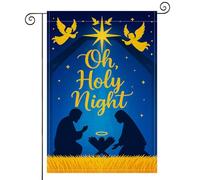 Drapeaux De Jardin Oh Holy Night Nativity Burlap Christmas Star Angels Religious Scene Coupe-Vent Et Étancheune Drapeau Extérieur Premium Pelouse Drapeaux Pour Balcon Fête Célébrations M