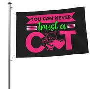 Drapeaux De Jardin On Ne Peut Jamais Faire Confiance À Un Chat Drapeaux Décoratifs D'Extérieur Résistant Bannières Extérieure Pour Cour Festivals Extérieurs 90X150 Cm