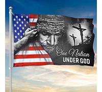 Drapeaux De Jardin One Nation Under God American Jesus Bannière Extérieure Coupe-Vent Et Étancheune Treer Drapeau Pour Jardinage Ferme Balcon Fête 90X150 CM