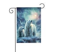 Drapeaux De Jardin Ours Aurore Boréale Bannière Jardins Durable Bannières Extérieure Résistant Drapeaus Décoratif Pour Fête Festivals Défilé 30X45CM
