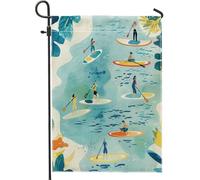 Drapeaux De Jardin Paddleboard, Activité Nautique Estivale Bleue Et Verte, Eau Moderne Résiste Aux Intempéries Drapeau Extérieur Décorations Pelouse Drapeaux Pour Ferme Jardinage 30X45Cm