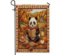 Drapeaux de jardin panda d'automne 30,5 x 45,7 cm double face pour décoration extérieure, style matelassé automne, camping, avant cour, drapeau de maison, petit drapeau de pelouse
