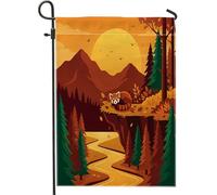 Drapeaux de jardin panda rouge d'automne 30,5 x 45,7 cm double face pour décoration extérieure, nature, falaise, montagne, jardin, maison, forêt, extérieur, petit drapeau de pelouse