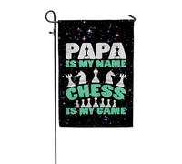 Drapeaux De Jardin Papa Est Mon Nom Les Échecs Sont Mon Jeu Pour Les Amateurs De Joueurs D'Échecs Papa Papa Drapeau Fierté Durable Bannière Jardins Résistant Bannières Extérieure Pour 30X45CM