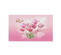 Drapeaux De Jardin Papillon Tulipes Roses Treer Drapeau Résiste Aux Intempéries Garden Flag Pour Patio Balcon Fête Célébrations 90X150 Cm